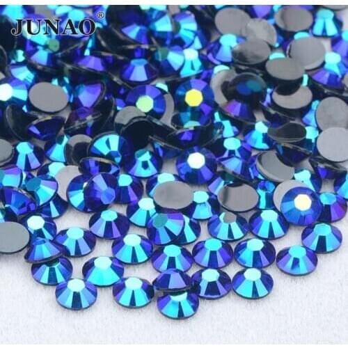 JUNAO 4 5 6mm Purple Blue AB Flat Back Rhinestones Applique Nail Stone Sticker Resin Crystal Strass Face Nail Art Decorationes