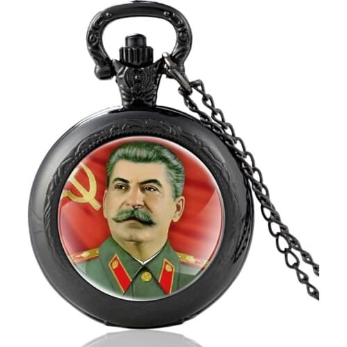 Classic Иосиф Виссарионович Сталин Stalin Black Vintage CCCP Quartz Pocket Watch Men Women Charm Pendant Necklace Hours Clock