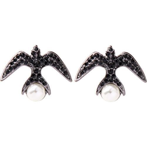 Korean Fashion Stud Earring New Arrival Fashion Black/Silver Color Swallow Earring For Women Handmade Wholesale Gift Earring