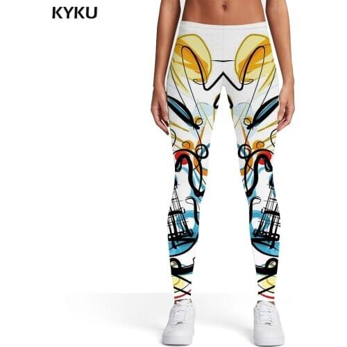 KYKU Music Leggings Women Hip Hop Printed pants Colorful Spandex Art Trousers Womens Leggings Pants Fitness Jeggins Summer