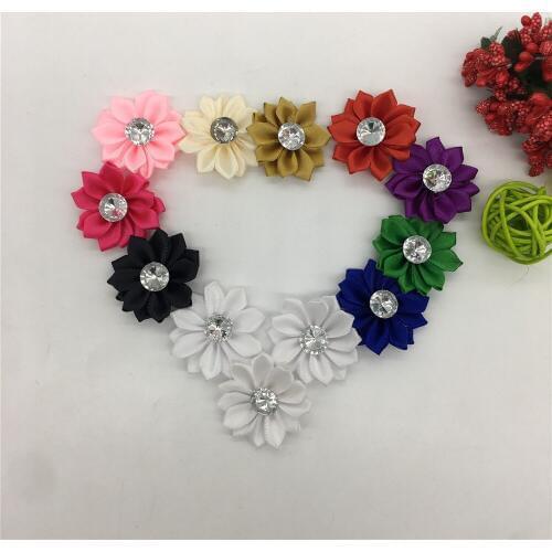Polyester tape Rhinestone 3D artificial flowers for home wedding decoration accessory DIY wreath needlework new Year decoration