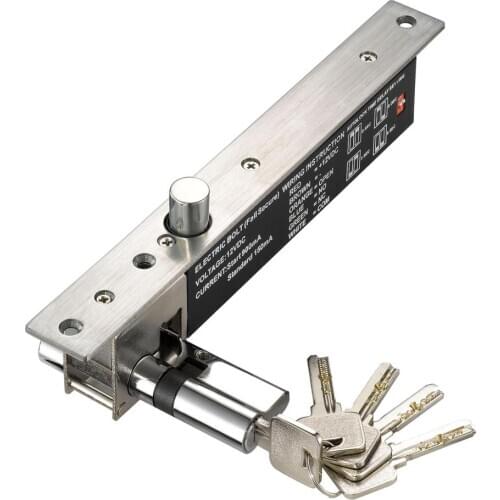 Fail Secure NO electric drop bolt lock with lock cylinder key for main entrance entry door lock with keys timer delay