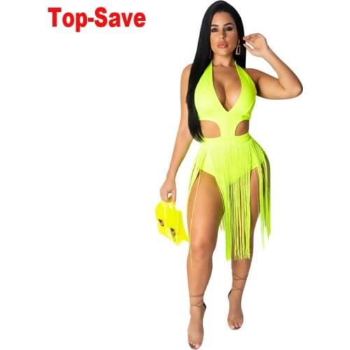 Fashion Tassel Beach Jumpsuit Elegant Sexy Bodysuit Jumpsuit Women Clothing Club Romper Clothes Female Streetwear Overalls Short