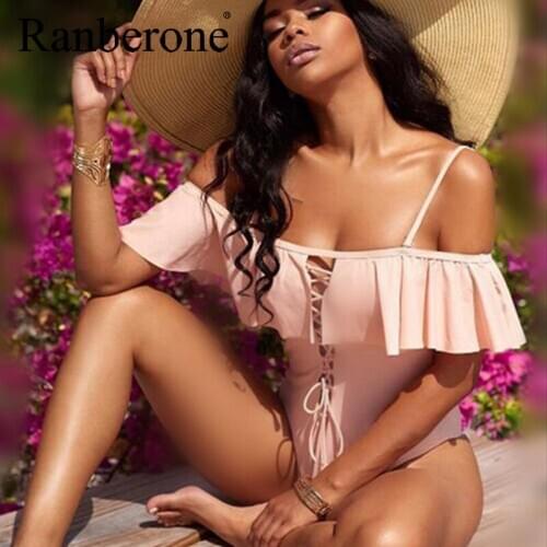 2020 New Bandage One Piece Swimsuit Strappy Swimwear Sexy Bathing Suit Vintage Monokini Solid Color Bodysuit Push Up Bikini