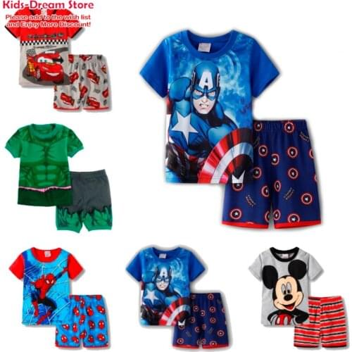 New Style Baby Pajamas Summer Cotton Short Sleeve T Shirt Pyjamas Pijamas Set Cartoon Children Sleepwear Boys Girls Clothes