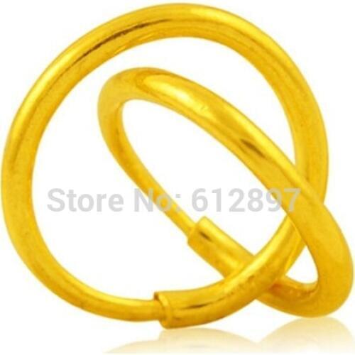 Solid 24K Yellow Gold Smooth Circle Earrings / 1.32g