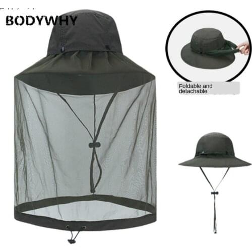Anti Mosquito Quick-Dry Protection Cycling Men Women Bucket Hat Network College Style Sun-resistant Solid Color Summer Outing
