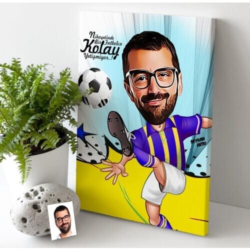 Personalized Mr Football Player Yellow Navy Blue Cartoon Canvas Table (30x50 cm.) 1 gift Home Decoration Special Design Home Office Business