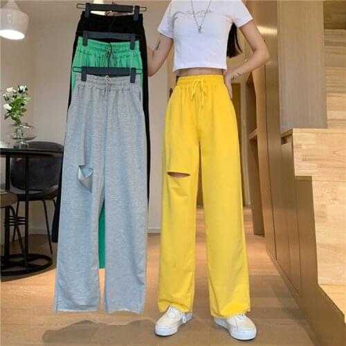 PIPIMOTHER Women Korean Elastic Waist Pants High Waist Trousers