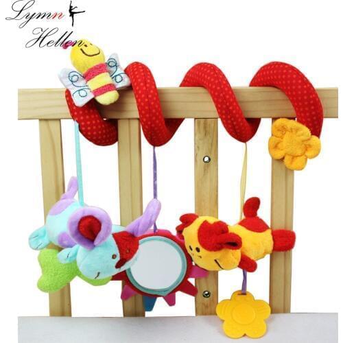 Gift fun kids safe mirror bed surround animal dog educational butterfly cow multifunctional red plush ring paper soft baby toy