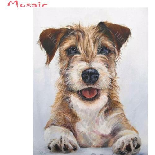 Full Square Diamond Painting Cross Stitch"jack russell terrier" pet diamond Embroidery dog Mosaic diamond custom,wall Decor