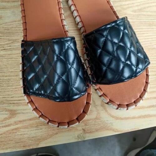 Black White Orange 021 Luxury Slides Women Mules Sandals Weave Leisure New Flat Heel Office Zapatillas Casa Mujer Ladies Sandals