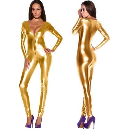 High Quality Sexy Catsuit Faux Leather Bodysuit Bodycon Jumpsuit Clubwear Leotard Colors Halloween Costume For Women Cosplay PVC