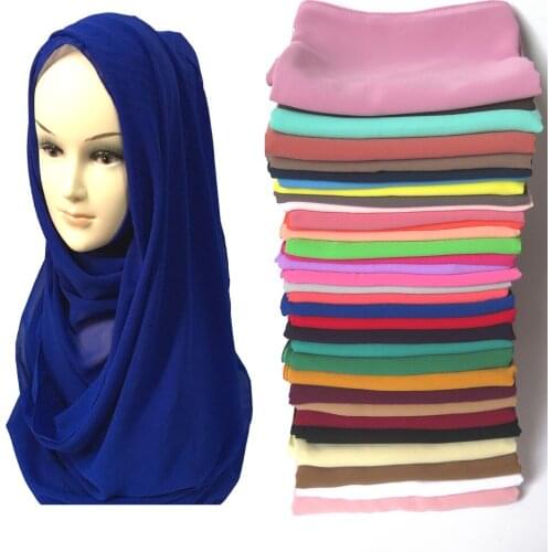 High Quality Pearl Bubble Chiffon Muslim Hijab Scarf Shawl Head Wrap Foulard Plain Solid Colour