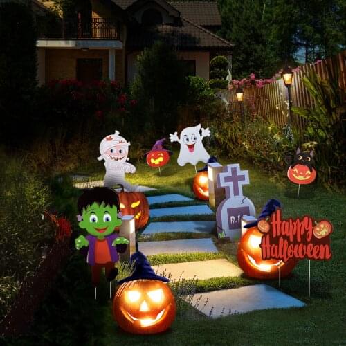 Yardwe 7pcs Halloween Yard Signs Outdoor Lawn Decorations Happy Halloween Garden Scene Accessories Halloween Yard Decorations