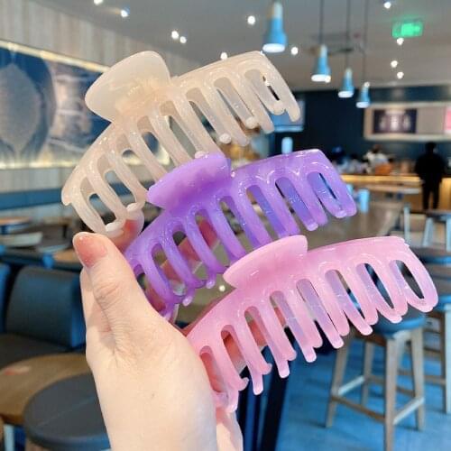 Large Size Hair Claw Hair Clamps Crab Diy For Makeup Bath Ponytail Clip Candy Color Hairpin Geometric Barrettes Hair Accessories