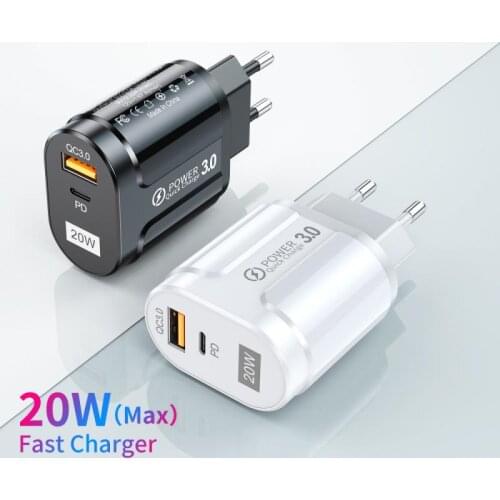 20W PD Usb Fast Charger Universal USB Wall Mobile Phone Tablet Charging Chargers Quick Charge 3.0 For Iphone 11 Huawei Samsung