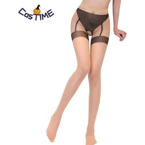 Womens Sexy Garter Pantyhose Tights Mesh Stockings Crotch Opening Stretchy Net Footwear Women See Through Seductive Leggings