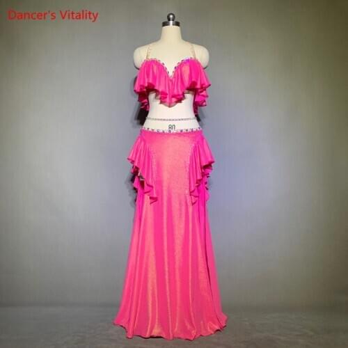 Belly Dance Female Child Adult High-End Diamond Bra Practice Clothes Suit Profession Custom Top Long Skirt Performance Clothing
