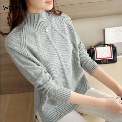 Women Knitted Sweater And Pullovers Full Sleeve Turtleneck Ladies Korean Fashion Style Sweaters Winter And Autumn 2019 New