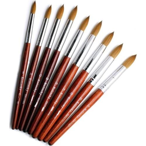 1PC Kolinsky Acrylic Nail Brush Set Good Quality Nail Art Mink Brush Wood Handle Gel Builder Manicure Brush Drawing Tools