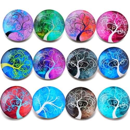 10pcs/lot New Glass Snap Jewelry Tree of life Mixed Pattern Snap Buttons fit 18mm/20mm DIY Snap Bracelet Buttons Jewelry ZB394