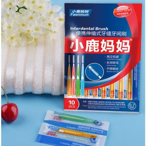 10pcs Interdental Brush For Cleanning Teeth Floss Food Toothpick 0.6-1.0mm Correction Tooth Gap Cleaning Brush Oral Care Tool