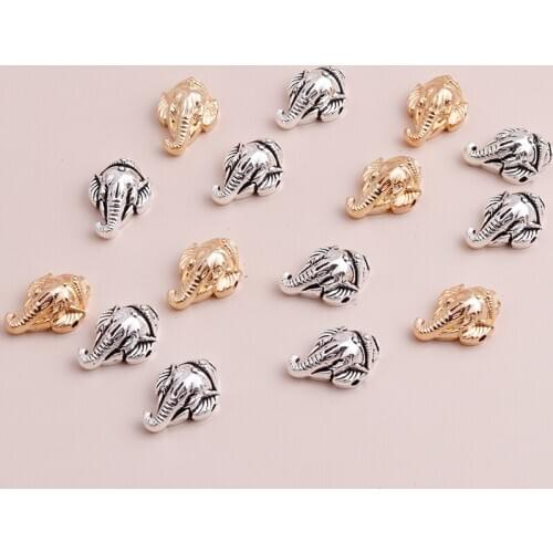 10pcs Vintage Animal Elephant Head Spacer Bead Charms for Making Bracelets 20x15mm Alloy Jewelry Accessories DIY Fiding