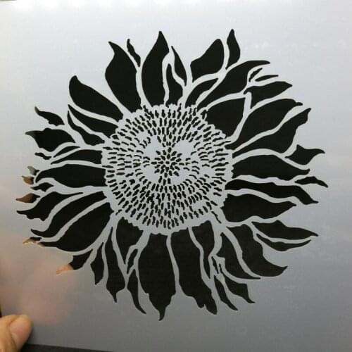 13*13 Sunflower Layering Stencils graffiti hand copied board hollowed out diy photo album graphic spray painting tool