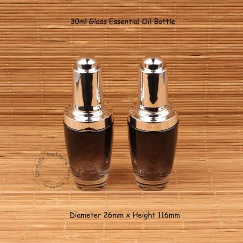 30pcs/Lot Wholesale 30ml Essential Oil Bottle with Dropper Glass Women Cosmetic Container 30 Gram Packaging with Silver Cap