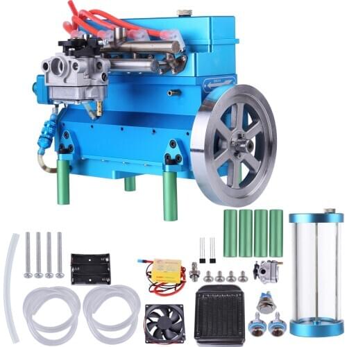 32cc Inline Four-cylinder Water-cooled Gasoline Engine for RC Model Car / Ship / Airplane Science Educational Toys - Blue