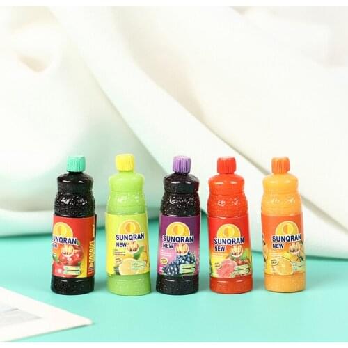 5PCS Cute Mini 1/6 Dollhouse Miniature Juice Drinks Bottle Model Pretend Play Blyth Doll Food Toy Accessories