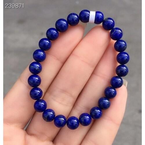 7.6mm Natural Royal Blue Lapis Lazuli Gemstone Bracelet Women Men Bracelet Lapis Round Beads Men Fashion Stone AAAAAA