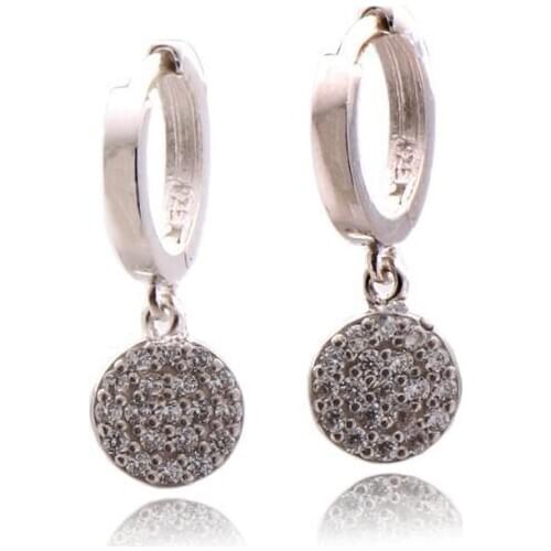925 Sterling Earrings with Zircon Stone and Circular Design