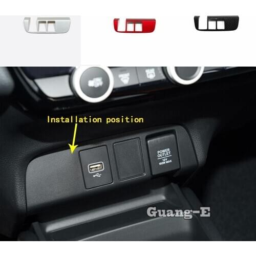 Car Styling Control Socket Charge Cigarette Smoke Lighter Switch Frame Lamp Sticker Trim 1pcs For Honda Fit Jazz 2020 2021