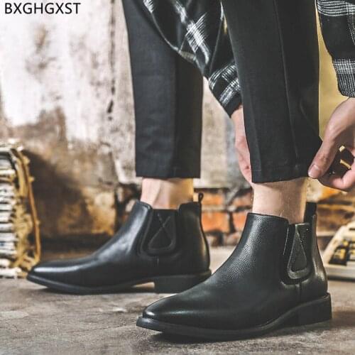 Ankle Boots for Men Male Leather Shoes for Man 2021 Black Chelsea Boots Men Casual Shoes Winter Boots Man Chaussure De Homme