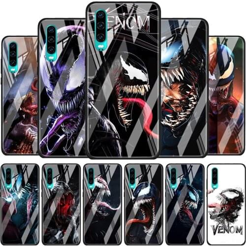 Venom Marvel Hero for Huawei P40 P30 Pro Plus P20 P10 Lite P Smart Z 2021 2020 2019 Luxury Tempered Glass Phone Case