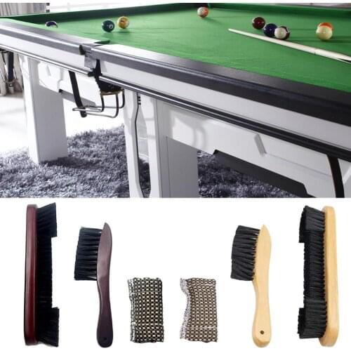 Wooden Billiards Pool Table And Rail Brush With Billiard Cue Shaft Slicker Snooker Cloth Cleaner For Billiard Table Cleaning Kit