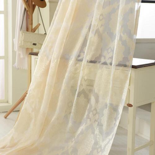 European Jacquard Light Transmission Tulle Curtains for Bedroom Living Room Fresh Window Screen Simple White Sheer Curtain Fabri