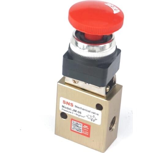 JM-06 G1/4" 2/3 Way Self Locking Mushroom Button Pneumatic Mechanical Valve