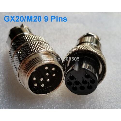 M20 GX20 9Pins 20mm Male and Female Butt joint Connector kit GX20 Socket+Plug Aviation plug interface 2set/lot