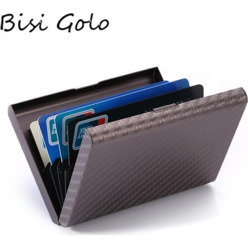 BISI GORO 2020 Carbon Fiber Wallet Metal Plastic Card Holders Travel Wallet Passport Holder Document Organizer for Men and Women