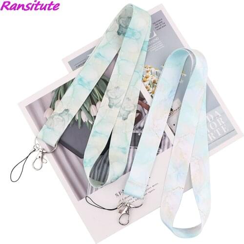 Ransitute R1947 Marble Pattern Creative Lanyard Badge ID Lanyards Mobile Phone Rope Key Lanyard Neck Straps Accessories