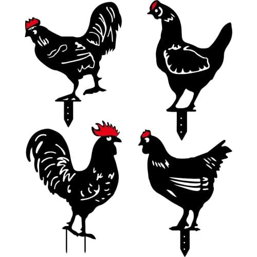 Chicken Yard Art Metal Chicken Home Decoration Backyard Lawn Garden Stakes Farm Rooster Cockerel Steel Chicken Weathervane Gift