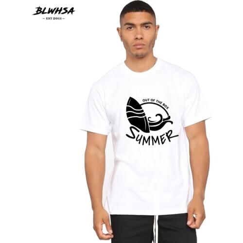 BLWHSA Summer Printed T Shirt Men Casual Short Sleeve Funny T-shirt Letter Design Out Of The Box Printing Plus Size Tees
