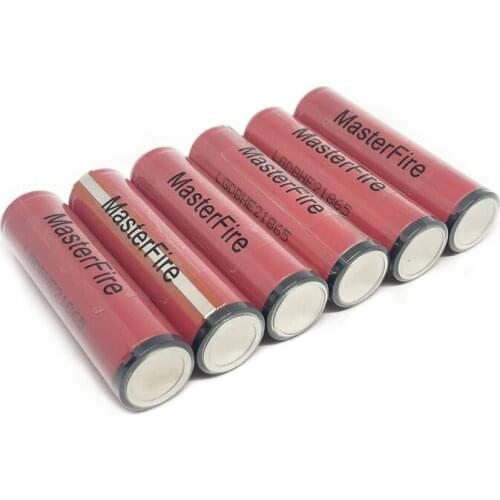 MasterFire 10pcs/lot Genuine ICR18650HE2 2500mah battery 18650 HE2 30A rechargeable lithium protected batteries with PCB