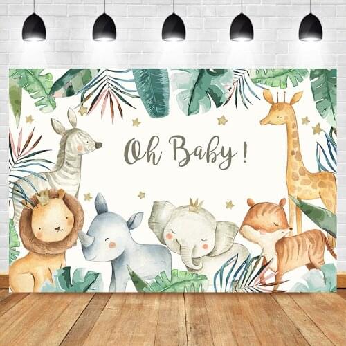 Mocsicka Animals Baby Shower Photo Background Safari Birthday Party Decoration Banner Backdrops Photography
