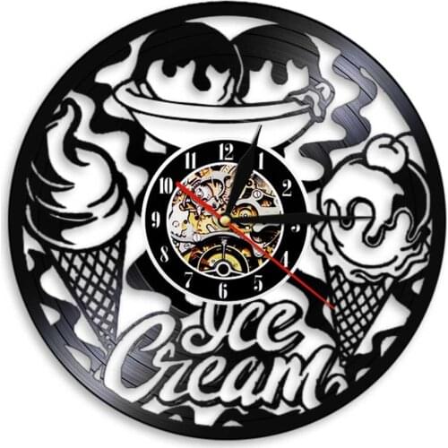 Laser Cut Longplay Nordic Ice Cream Wall Clock Cartoon Mute 3D Watch Home Kids Room Wall Decoration Cute Ornament Baby Gift