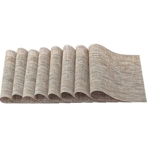 New Set of 8 Heat Resistant Stain Resistant Anti-Water Non-Slip Placemats for Dining Table, Washable Durable PVC Place Mats