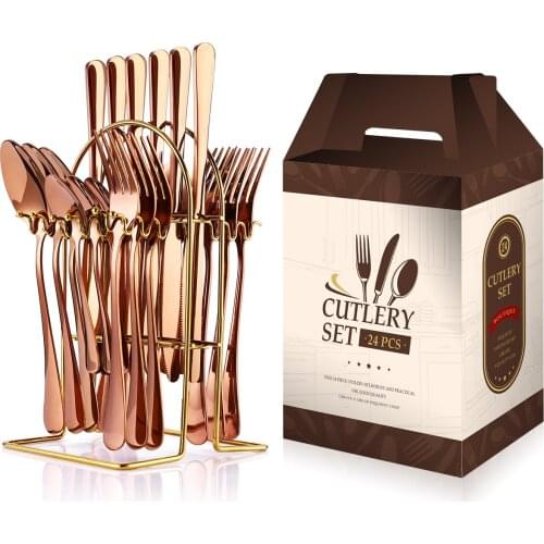 Gold Full Tableware Sets Stainless Steel Knife Fork Spoon Set Zero Waste Dinnerware Set Kitchen Device Sets Flatware Set Gift